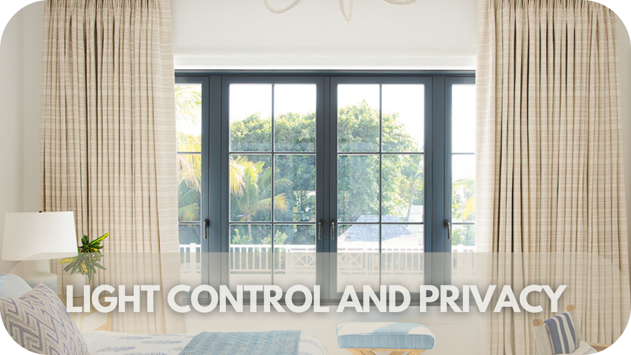 Comparing light control and privacy of sheer vs blackout curtains.