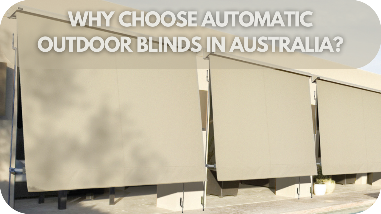 Image of automatic outdoor blinds in Australia, showcasing weatherproof and stylish design.