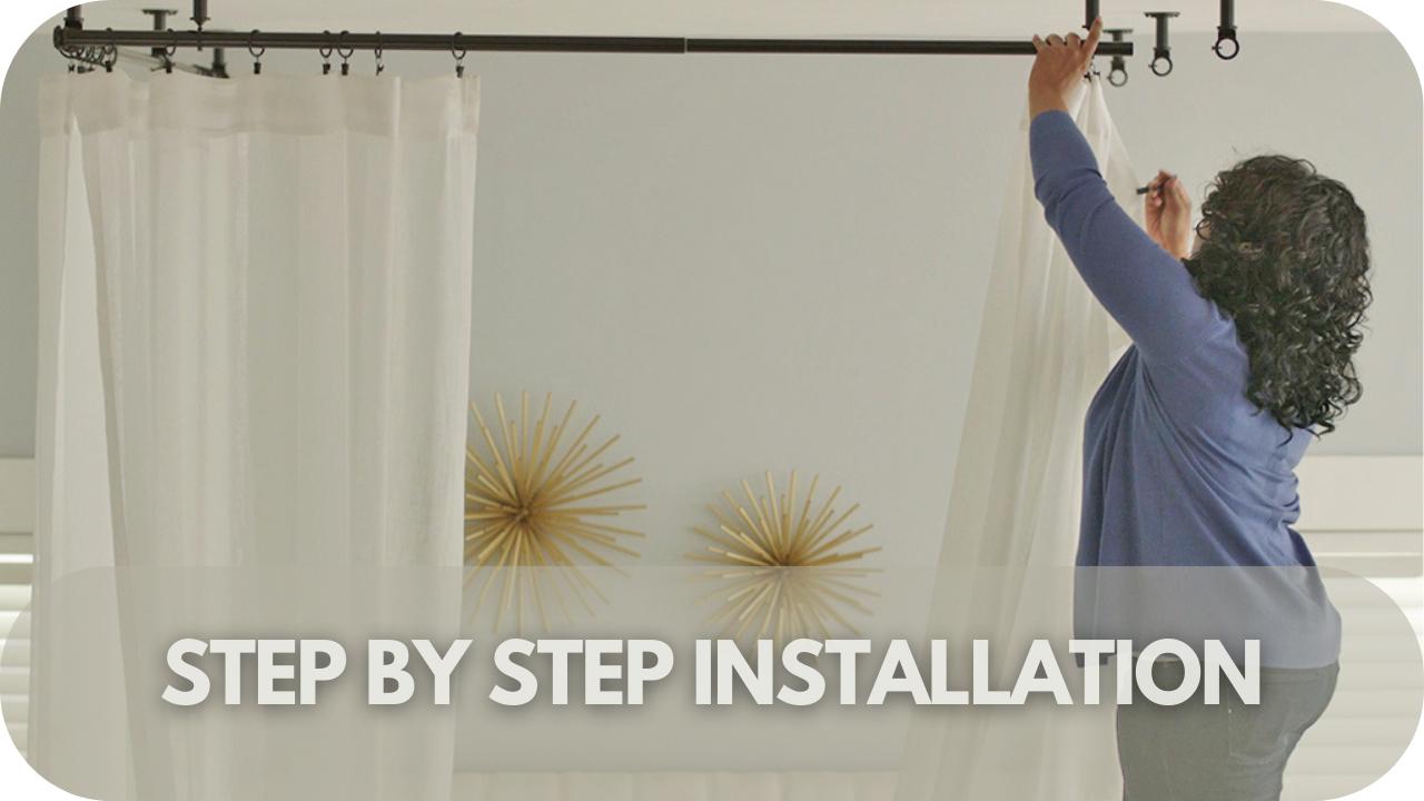 Step-by-step curtain installation on plasterboard