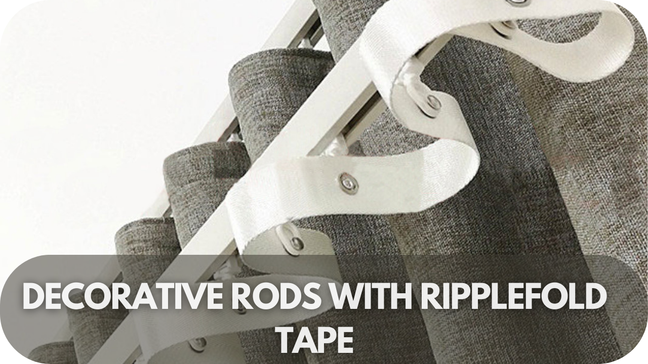 Stylish decorative rods featuring ripplefold tape for S-fold curtains