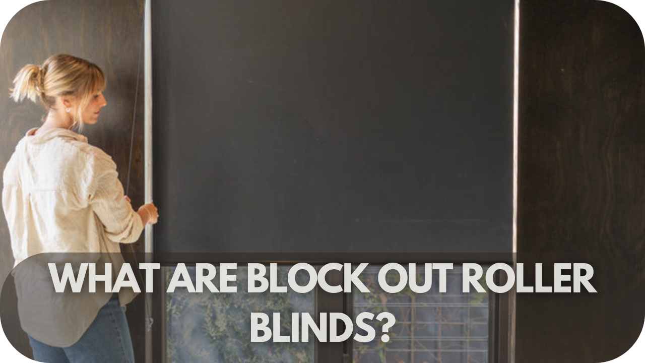 Illustration of blockout roller blinds in a home setting.