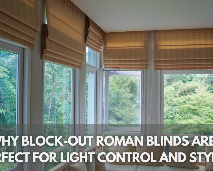 Block-out Roman blinds offering stylish light control in a modern room setting