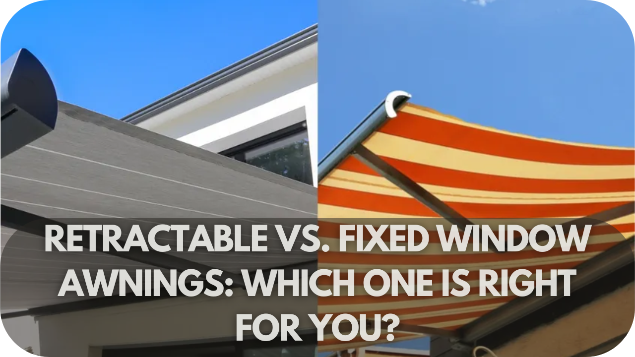 Comparison of retractable and fixed window awnings on a modern home, showcasing their design and functionality.